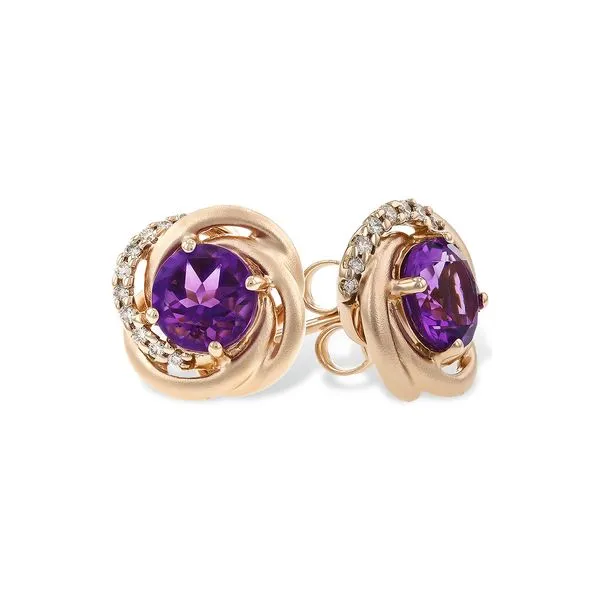 Amethyst and Diamond Earrings | 14 Karat Rose Gold Van Scoy Jewelers Wyomissing, PA