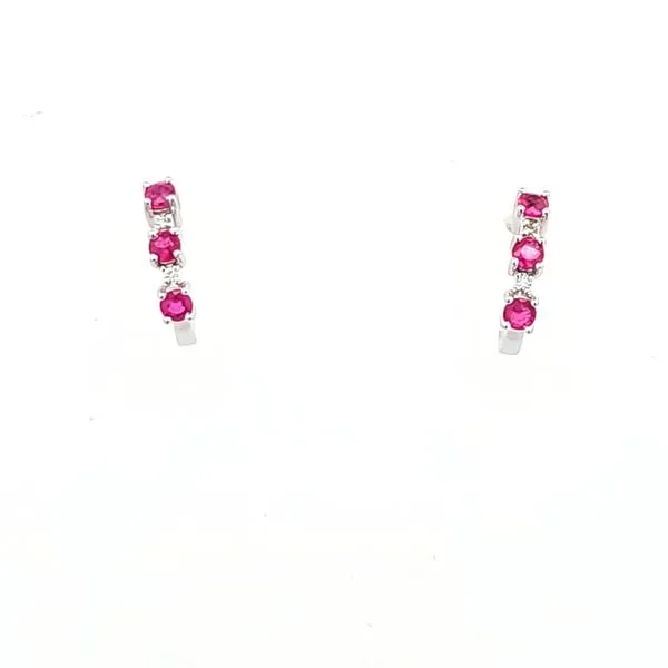 Radiant Glamour: 14K White Gold Ruby and Diamond Earrings...