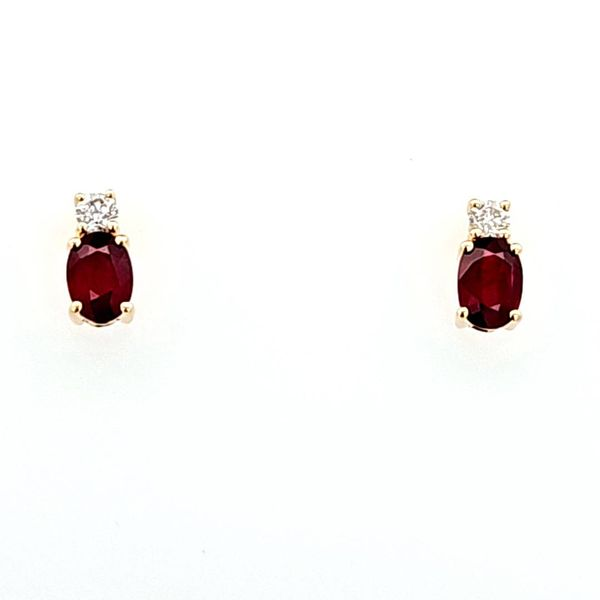 Glamorous Radiance: 14K Yellow Gold Ruby and Diamond Earrings Van Scoy Jewelers Wyomissing, PA