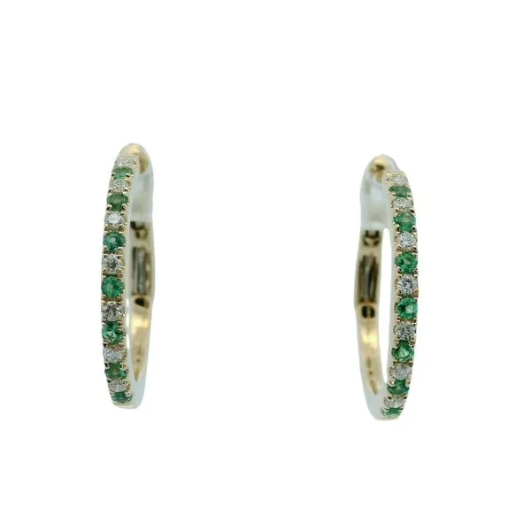 14K Yellow Gold Emerald and Diamond Hoop Earrings - 0.11 Carat Diamonds & 0.11 Carat Emeralds/ VanScoy Jewelers of Wyomissing Van Scoy Jewelers Wyomissing, PA