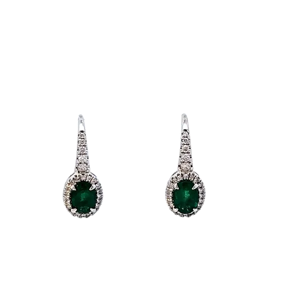18K White Gold Lever Back Diamond & Emerald Earrings – Stunning 0.90 Carat Emeralds & 0.19 Carat Diamonds/ VanScoy Jeweler of Wyomissing Van Scoy Jewelers Wyomissing, PA