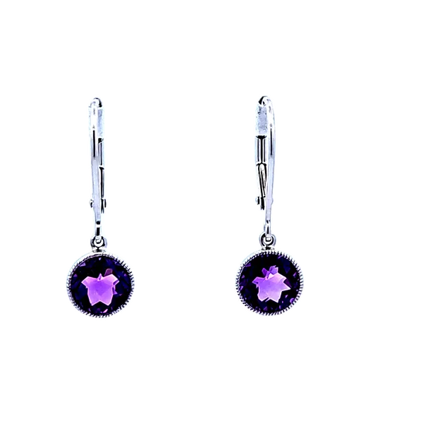 14 KARAT WHITE GOLD DANGLE EARRINGS WITH TWO 1.63 CTTW ROUND AMETHYSTS/ VanScoy Jewelers of Wyomissing Van Scoy Jewelers Wyomissing, PA