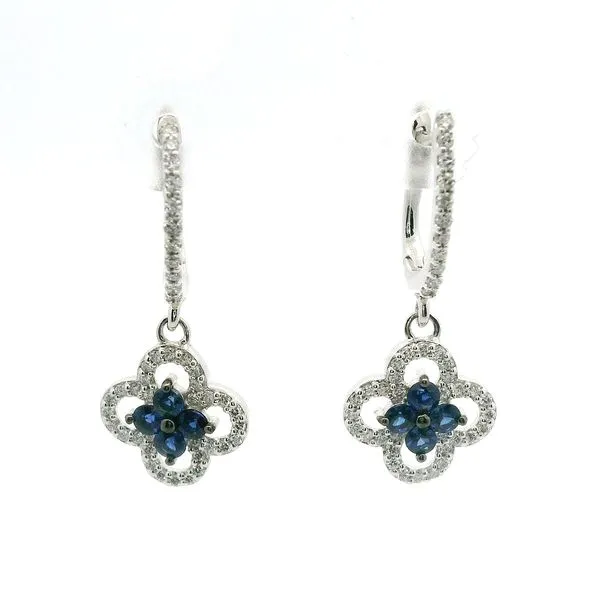 14K White Gold Dangle Earrings with 0.32 Carat in Sapphires and 0.45 Carat in Diamonds/ VanScoy Jewelers of Wyomissing Van Scoy Jewelers Wyomissing, PA