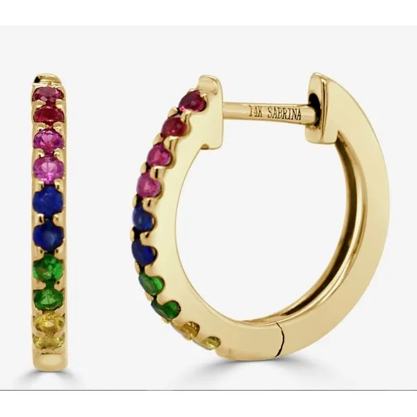 14 Karat Yellow Gold Rainbow Sapphire Earrings with 0.16 Carat in Assorted Sapphire Colors/ VanScoy Jewelers of Wyomissing Van Scoy Jewelers Wyomissing, PA