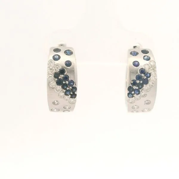 14K White Gold Hoop Earrings with 0.43ct Sapphires & 0.36...