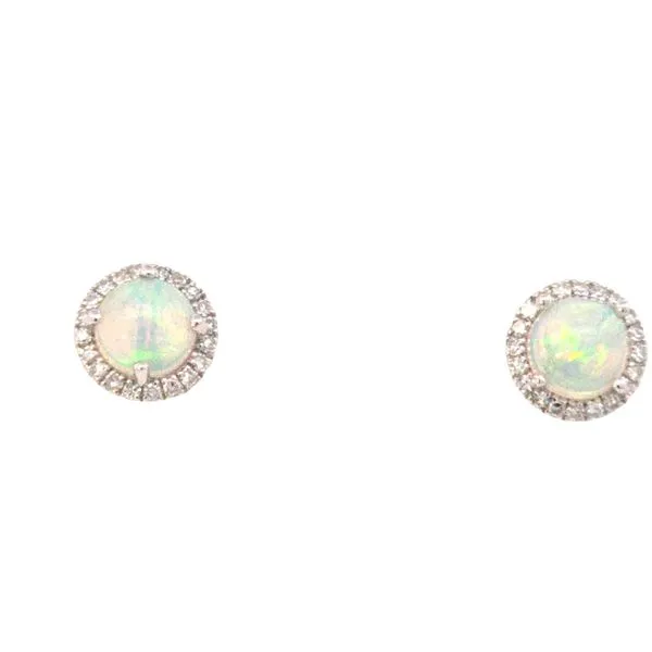 14 Karat White Gold Opal Studs with 2 Ethiopian Opals (1....