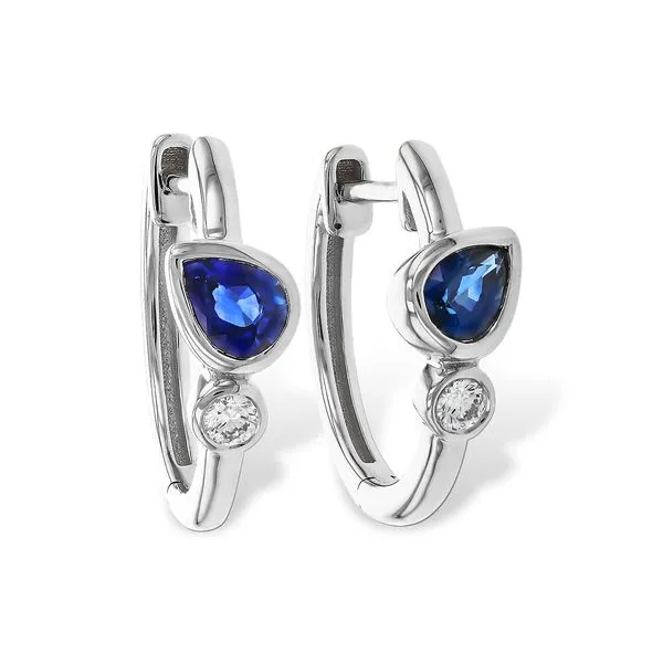 14K White Gold Diamond & Pear-Shaped Sapphire Earrings – 0.06 CT Diamond Accent Van Scoy Jewelers Wyomissing, PA