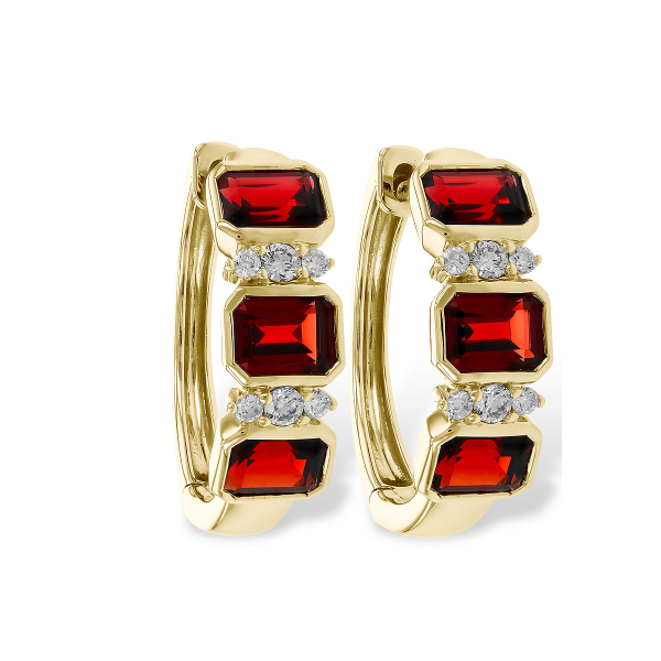 4K Yellow Gold Garnet & Diamond Earrings | 1.50 ct Garnet, 0.11 ct Diamond Van Scoy Jewelers Wyomissing, PA