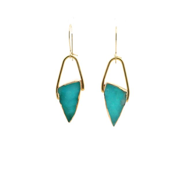 Patti Page Chrysocolla Earrings – 22K Yellow Gold Van Scoy Jewelers Wyomissing, PA