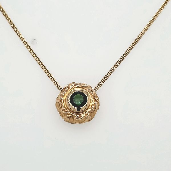 Green Tourmaline Yellow Gold Pendant Van Scoy Jewelers Wyomissing, PA