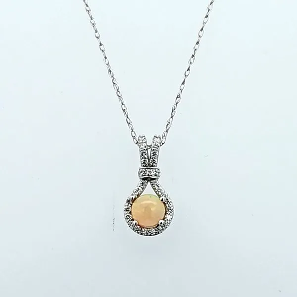 Radiant Ethiopian Opal: 14 Karat White Gold Pendant with ...