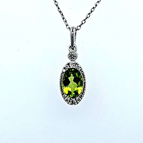 Dazzling Peridot Elegance: 14 Karat White Gold Pendant with Diamonds/ VanScoy Jewelers of Wyomissing Van Scoy Jewelers Wyomissing, PA