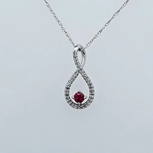 Radiant Ruby Brilliance: 14 Karat White Gold Pendant with...