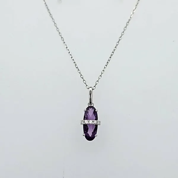 Luxurious Amethyst Radiance: 14 Karat White Gold Pendant with Diamond Accents Van Scoy Jewelers Wyomissing, PA