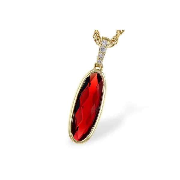 14K Yellow Gold Garnet & Diamond Pendant | 2.02 Carat Garnet & 0.03 Carat Diamonds | Chain Included/ VanScoy Jewelers of Wyomissing Van Scoy Jewelers Wyomissing, PA