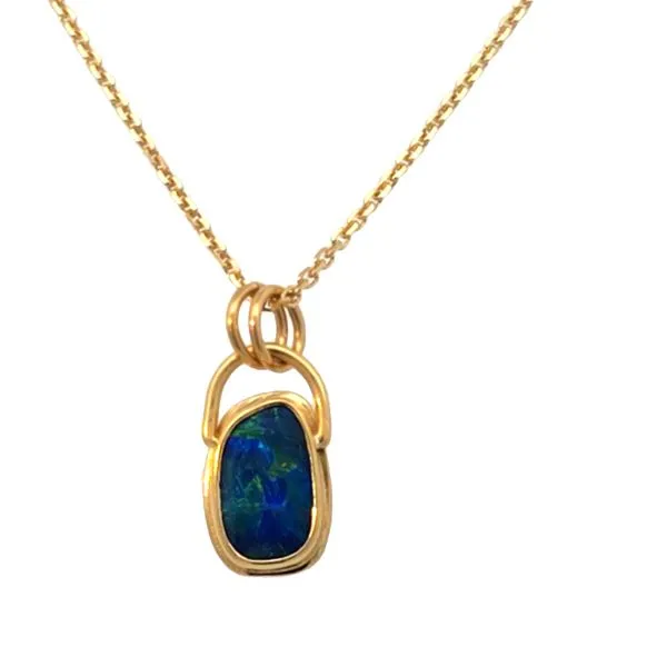 Patti Page Black Opal Pendant in 22K Yellow Gold on 16\ C...