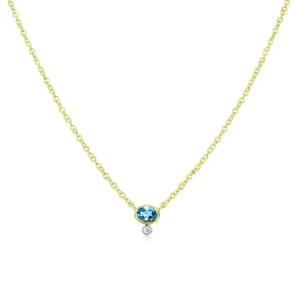 Meira T: 14K Yellow Gold Necklace with Exquisite Oval Blu...