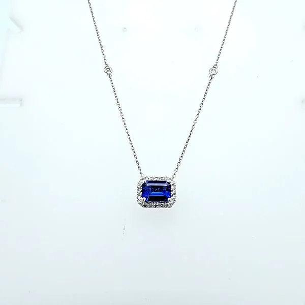 The 14 Karat White Gold Tanzanite and Diamond Necklace: F...