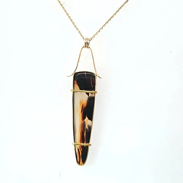 Radiant Elegance: Patti Page 22K Yellow Gold Pendant with Montana Agate on 18
