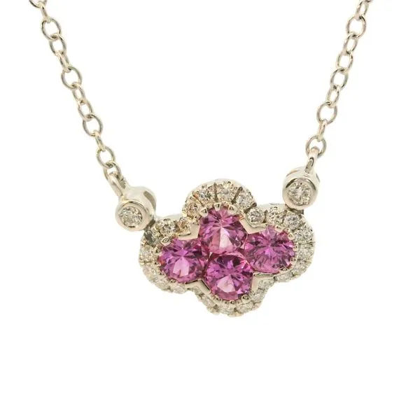 14K White Gold Pink Sapphire & Diamond Necklace – S...