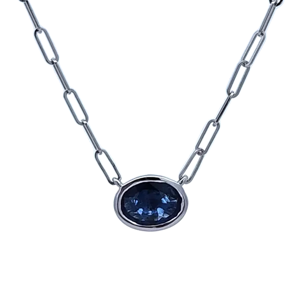 14K White Gold Paperclip Necklace with 1.00 Carat Bezel S...
