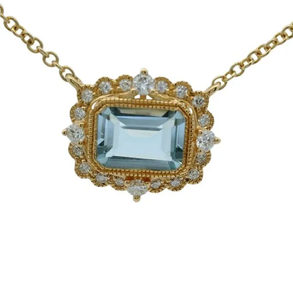 14K Yellow Gold Pendant with 0.83 Carat Aquamarine & 0.18...