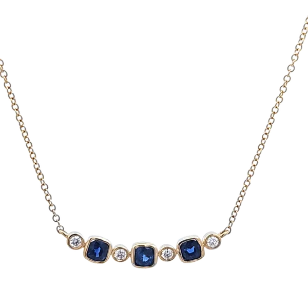 14K Yellow Gold Sapphire & Diamond Necklace – Elega...