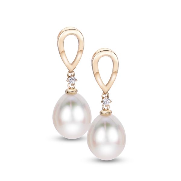 14K Freshwater Pearl & Diamond Earrings – 8–9mm, 0.03 CT Van Scoy Jewelers Wyomissing, PA