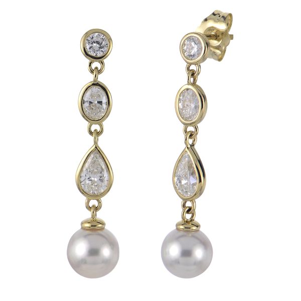 14K Yellow Gold Akoya Pearl & Lab-Grown Diamond Earrings Van Scoy Jewelers Wyomissing, PA
