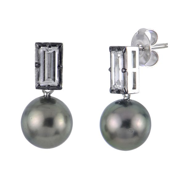 925 Sterling Silver Tahitian Pearl & Lab-Grown Diamond Earrings – 0.80 CT Van Scoy Jewelers Wyomissing, PA