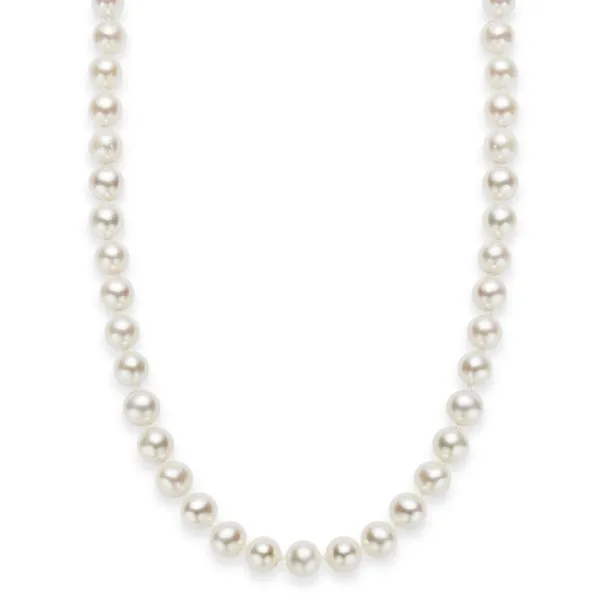 One Strand Freshwater Pearls (7.5-8mm) 18 Inches with 14K...
