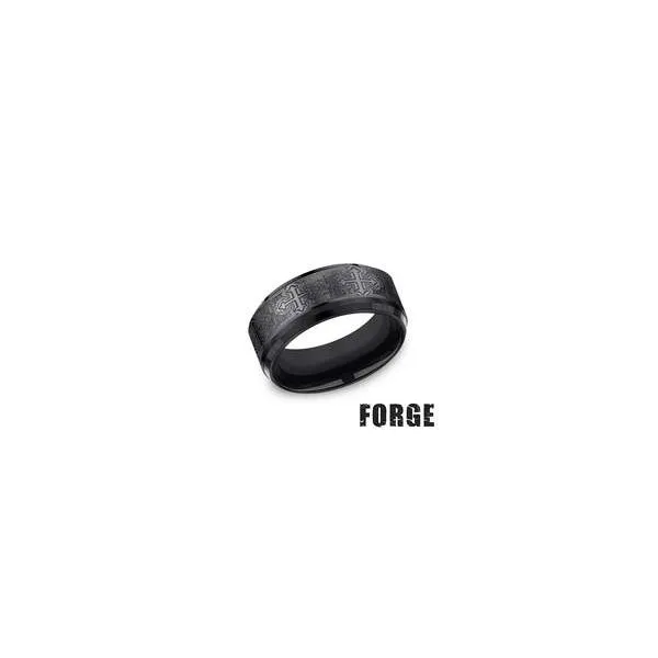 9mm Black Titanium Cathedral Pattern Wedding Band –...