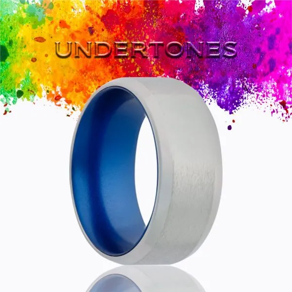 6mm Beveled Cobalt Band with Satin Finish Top and Anodize...