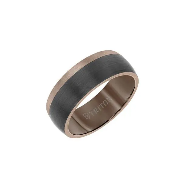 8mm Espresso Tungsten Wedding Band – Brushed Finish, Dome Shape & Color Blocking | Size 10 Van Scoy Jewelers Wyomissing, PA