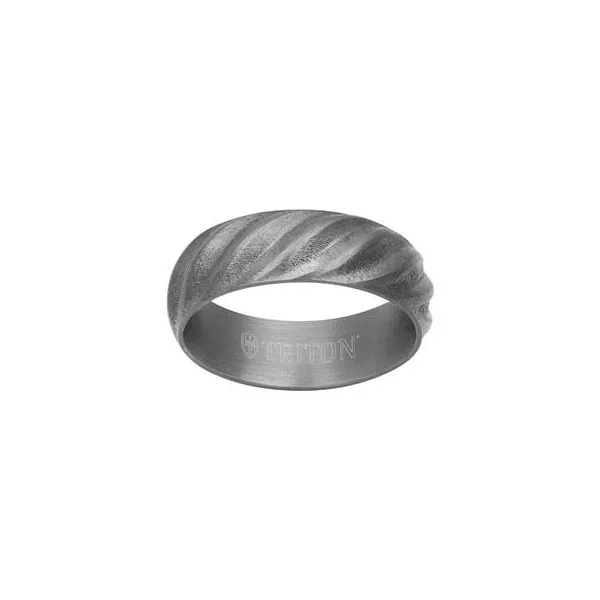 7mm Tantalum Wedding Band – Roped Inlay & Flat Edge | Size 10 Van Scoy Jewelers Wyomissing, PA