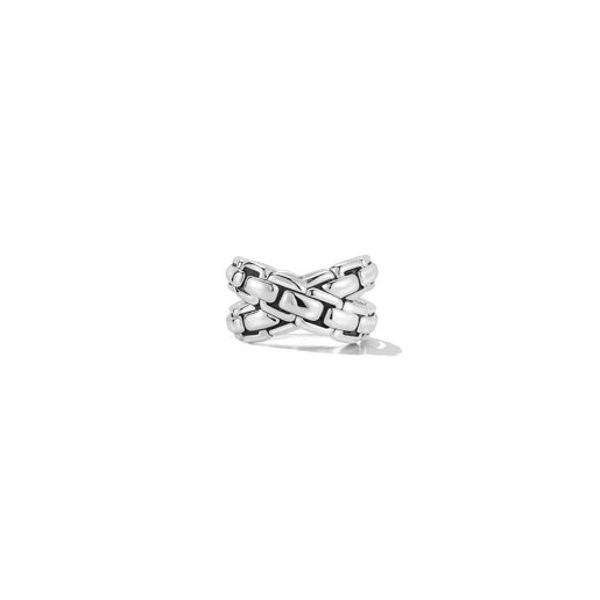 JAI Sterling Silver Graduated Criss Cross Origin Chain Ring, Size 7 Van Scoy Jewelers Wyomissing, PA