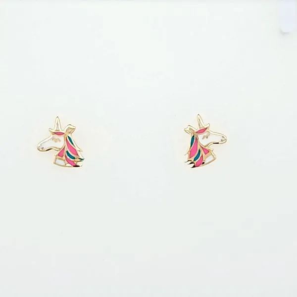 14K Yellow Gold Enamel Unicorn Earrings – Whimsical and Elegant/ VanScoy Jewelers of Wyomissing Van Scoy Jewelers Wyomissing, PA