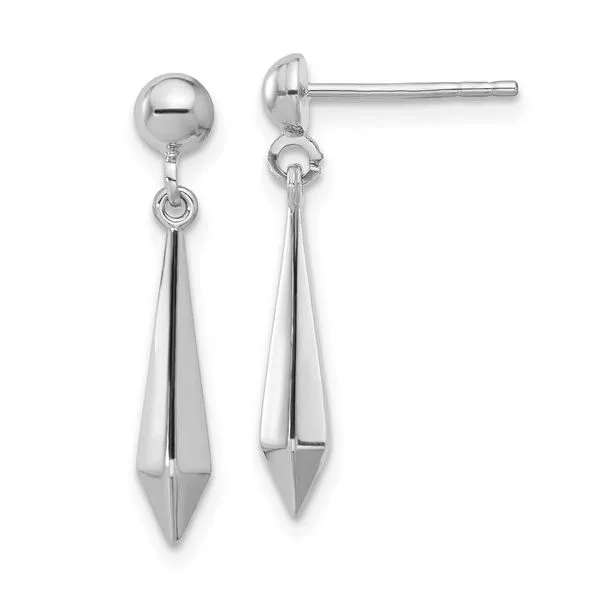 14K White Gold Polished Post Dangle Earrings – Elegant Everyday Glam Van Scoy Jewelers Wyomissing, PA