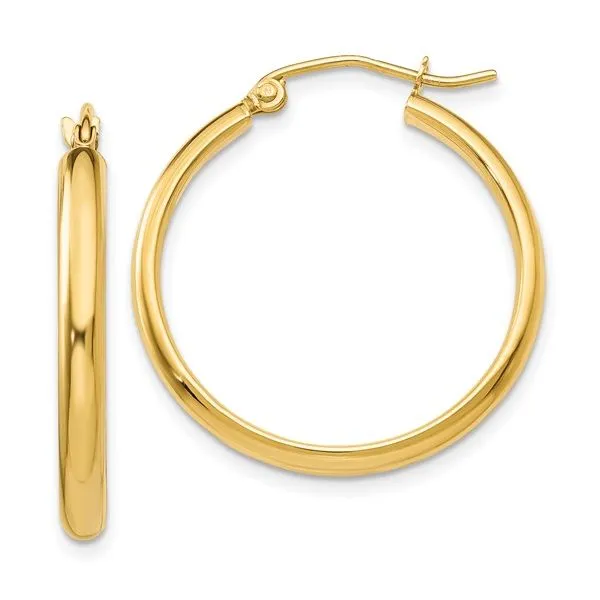 14K Yellow Gold Polished Tube Hoop Earrings - 3x25 mm<br><br>/ VanScoy Jewelers of Wyomissing Van Scoy Jewelers Wyomissing, PA