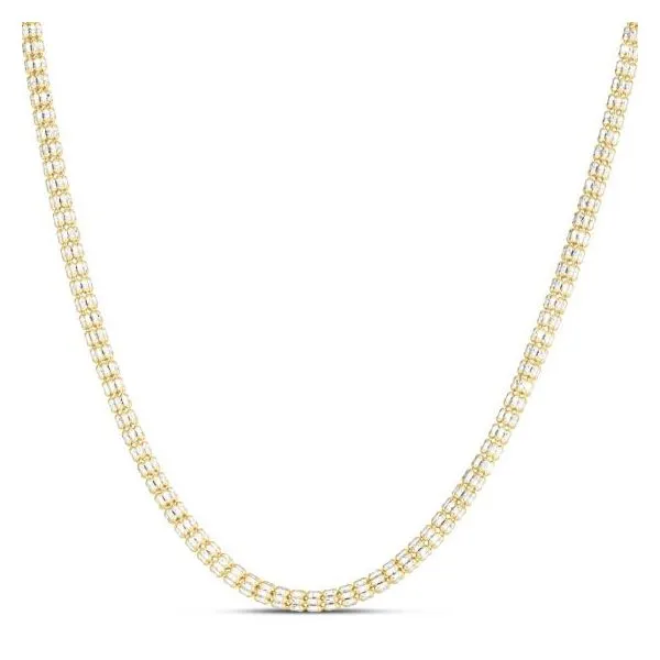 14 Karat Yellow Gold 3.14mm Diamond-Cut Textured Iced Cha...