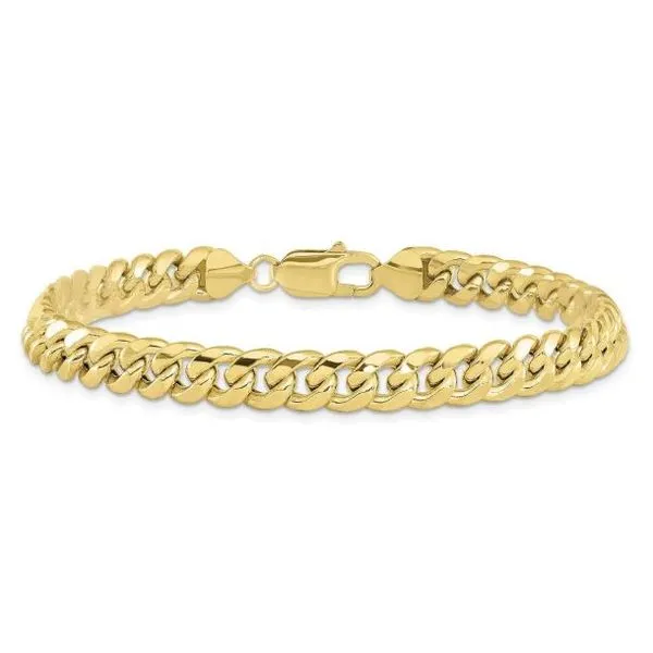 14K Yellow Gold Hollow Miami Curb Bracelet