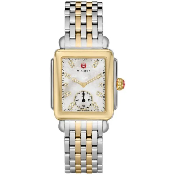 LADIES TWO-TONE STAINLESS STEEL DECO MID MICHELE WATCH WITH DIAMOND DIAL MARKERS Van Scoy Jewelers Wyomissing, PA