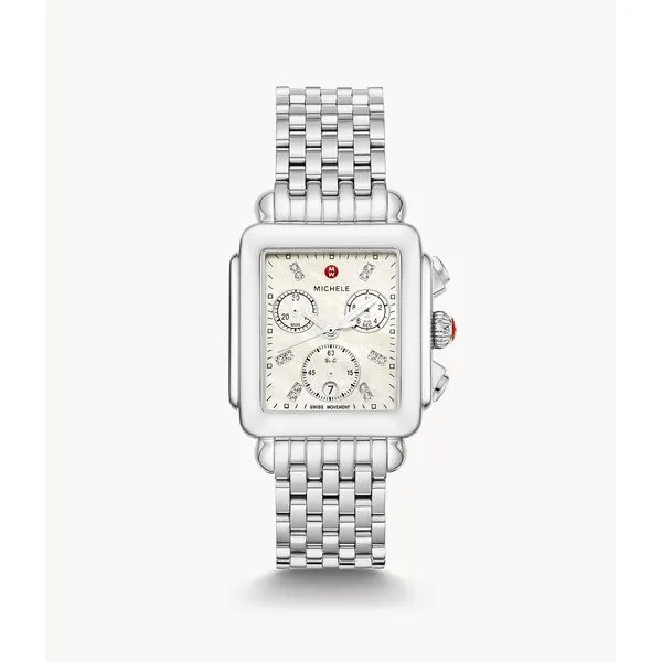 MICHELE DECO STAINLESS STEEL DIAMOND DIAL WATCH