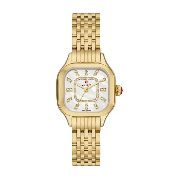 Ladies Michele Meggie Gold Tone Watch with Diamond Mother...