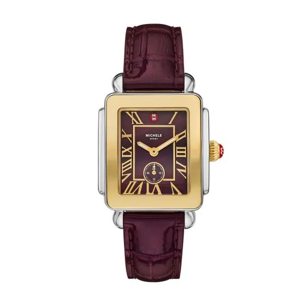 Michele Deco Mid Sport Watch – Gold Plated, 16mm Leather Strap Van Scoy Jewelers Wyomissing, PA