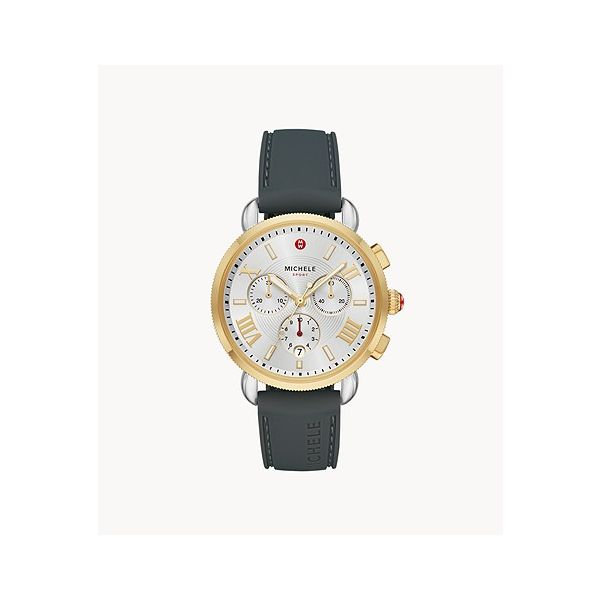 Michele, Jewelry, Michele Deco Sport Two Tone And Gold Leather Watch