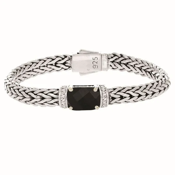 STERLING SILVER  | WEAVE | ONYX | WHITE SAPPHIRE Van Scoy Jewelers Wyomissing, PA