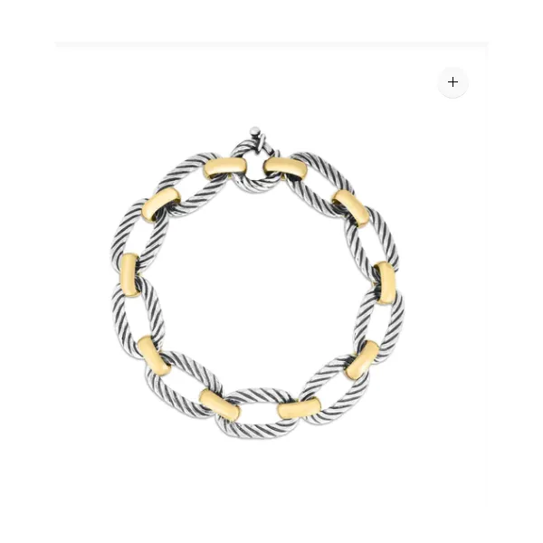 Silver & 18K Gold Flat Oval Cable Link Bracelet | 7.5 Inches of Elegance/ VanScoy Jewelers of Wyomissing Van Scoy Jewelers Wyomissing, PA