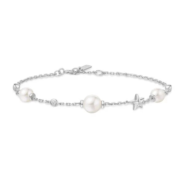 Ania Haie Sterling Silver Pearl and Star Station Bracelet – Elegant & Celestial/VanScoy Jewelers of Wyomissing Van Scoy Jewelers Wyomissing, PA