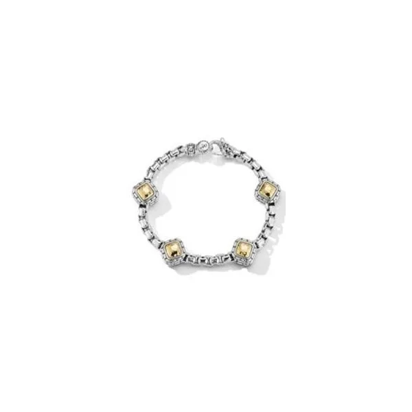 JAI by John Hardy Sterling Silver & 14K Gold 5.3mm Origin Chain & Square Hammered Station Bracelet - Size M Van Scoy Jewelers Wyomissing, PA